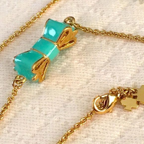 KATE SPADE Gold and Mint Green Long Bow Necklace - Picture 5 of 9